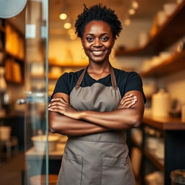 A local Black business owner welcoming customers